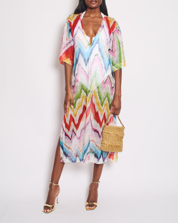 Missoni Multi-Colour V Neck Mid Sleeve Beach Cover Up Size IT 38 (UK 6)
