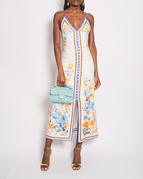 Zimmermann Yellow Floral Strapless Midi Dress Size 0 (UK 8)