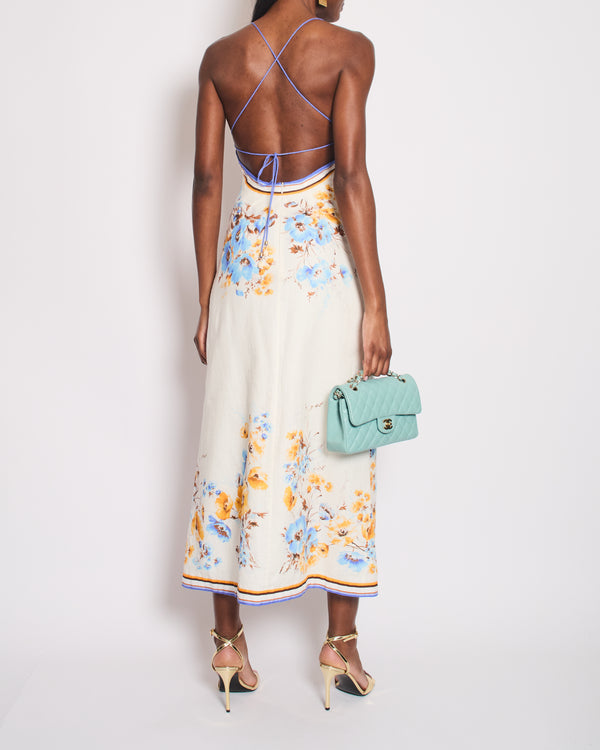 Zimmermann Yellow Floral Strapless Midi Dress Size 0 (UK 8)