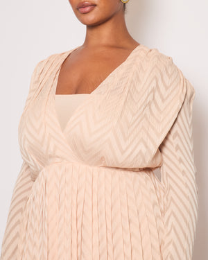 Christian Dior Pink Chevron Pleated Long Sleeve Mini Dress Size FR 42 (UK 14)