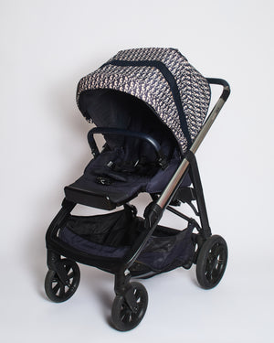 Christian Dior x Inglesina Bassinet and Stroller Combo in Blue and Beige Oblique Print Technical Fabric