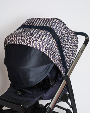 Christian Dior x Inglesina Bassinet and Stroller Combo in Blue and Beige Oblique Print Technical Fabric