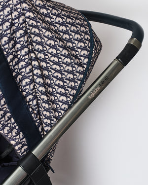 Christian Dior x Inglesina Bassinet and Stroller Combo in Blue and Beige Oblique Print Technical Fabric