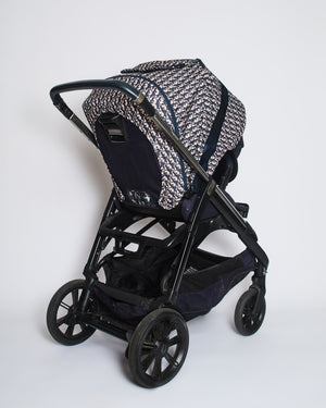 Christian Dior x Inglesina Bassinet and Stroller Combo in Blue and Beige Oblique Print Technical Fabric