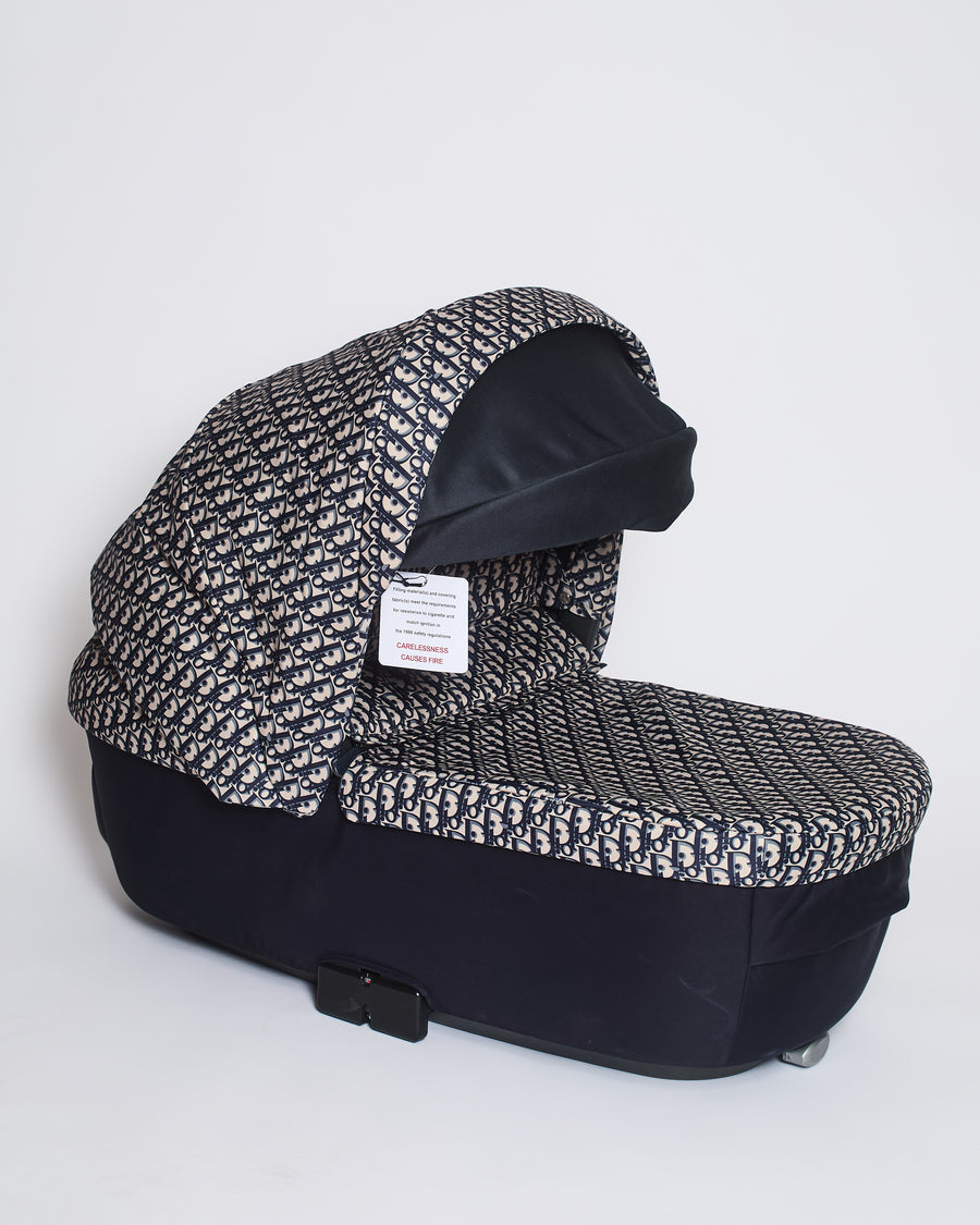 Christian Dior x Inglesina Bassinet and Stroller Combo in Blue and Beige Oblique Print Technical Fabric