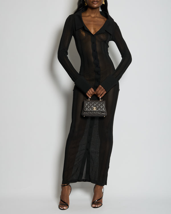 Jacquemus Black La Robe Manta Long Sleeve Maxi Dress With Sleeve Detail Size FR 36 (UK 8) RRP £950