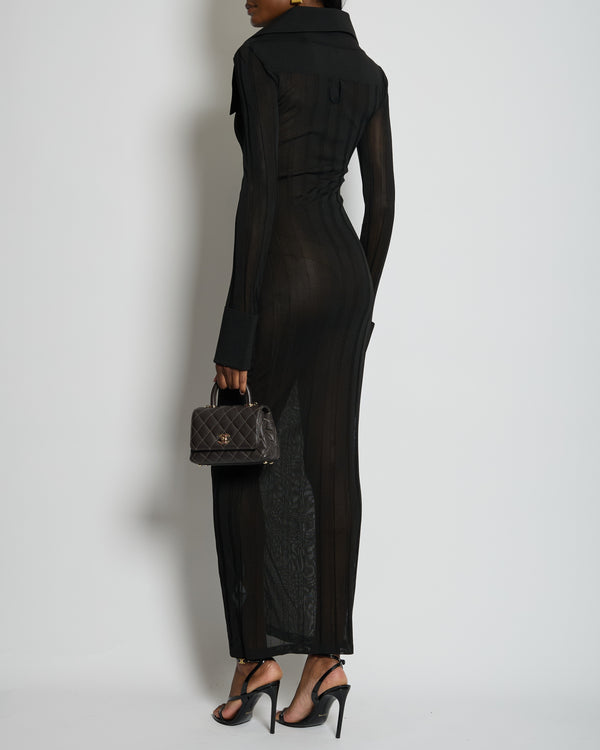 Jacquemus Black La Robe Manta Long Sleeve Maxi Dress With Sleeve Detail Size FR 36 (UK 8) RRP £950