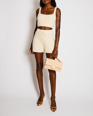 Loro Piana Cream Cashmere Two-Piece Cropped Top and Shorts Set Size IT S-M (UK 8-10)