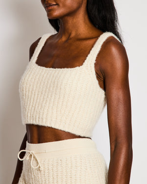 Loro Piana Cream Cashmere Two-Piece Cropped Top and Shorts Set Size IT S-M (UK 8-10)