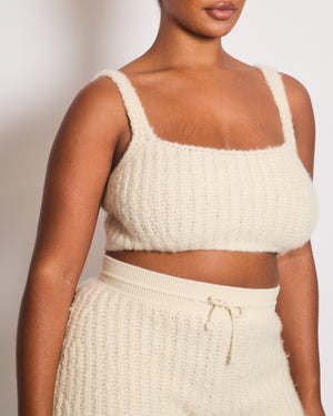 Loro Piana Cream Cashmere Two-Piece Cropped Top and Shorts Set Size IT S-M (UK 8-10)