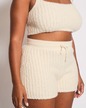 Loro Piana Cream Cashmere Two-Piece Cropped Top and Shorts Set Size IT S-M (UK 8-10)