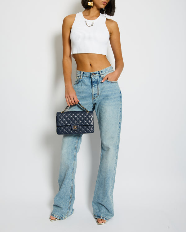 Balenciaga Blue Straight Leg Denim Jeans with Back Logo Detail Size 26 (UK 8)