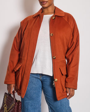 Loro Piana Burnt Orange "Storm System" Cashmere Button Down Coat Size IT 42 (UK 10)