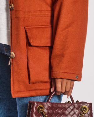 Loro Piana Burnt Orange "Storm System" Cashmere Button Down Coat Size IT 42 (UK 10)