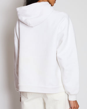 Balenciaga White Hooded Sweater with Pink Logo Size L (UK 10/12) RRP £1,100