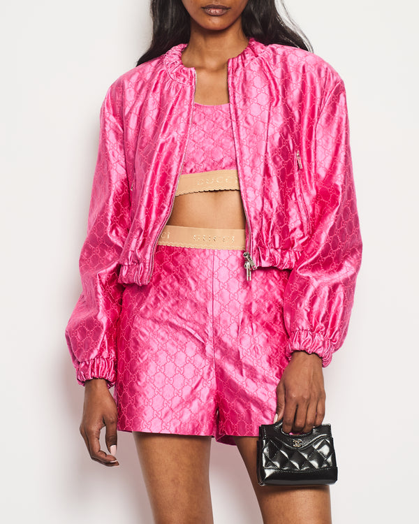 Gucci Pink Silk Monogram Jacket Size IT 38 (UK 6)