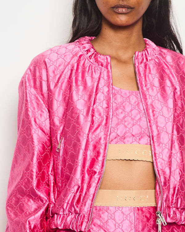 Gucci Pink Silk Monogram Jacket Size IT 38 (UK 6)
