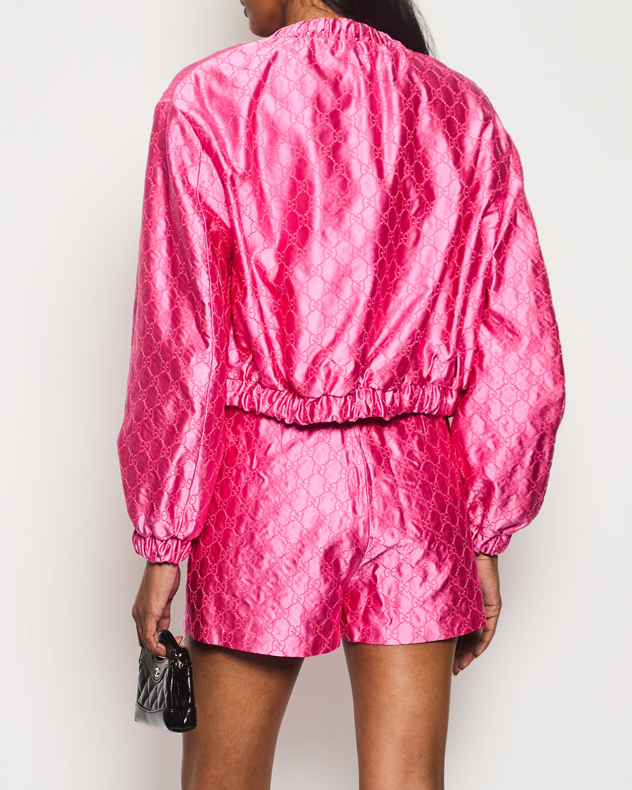 Gucci Pink Silk Monogram Jacket Size IT 38 (UK 6)