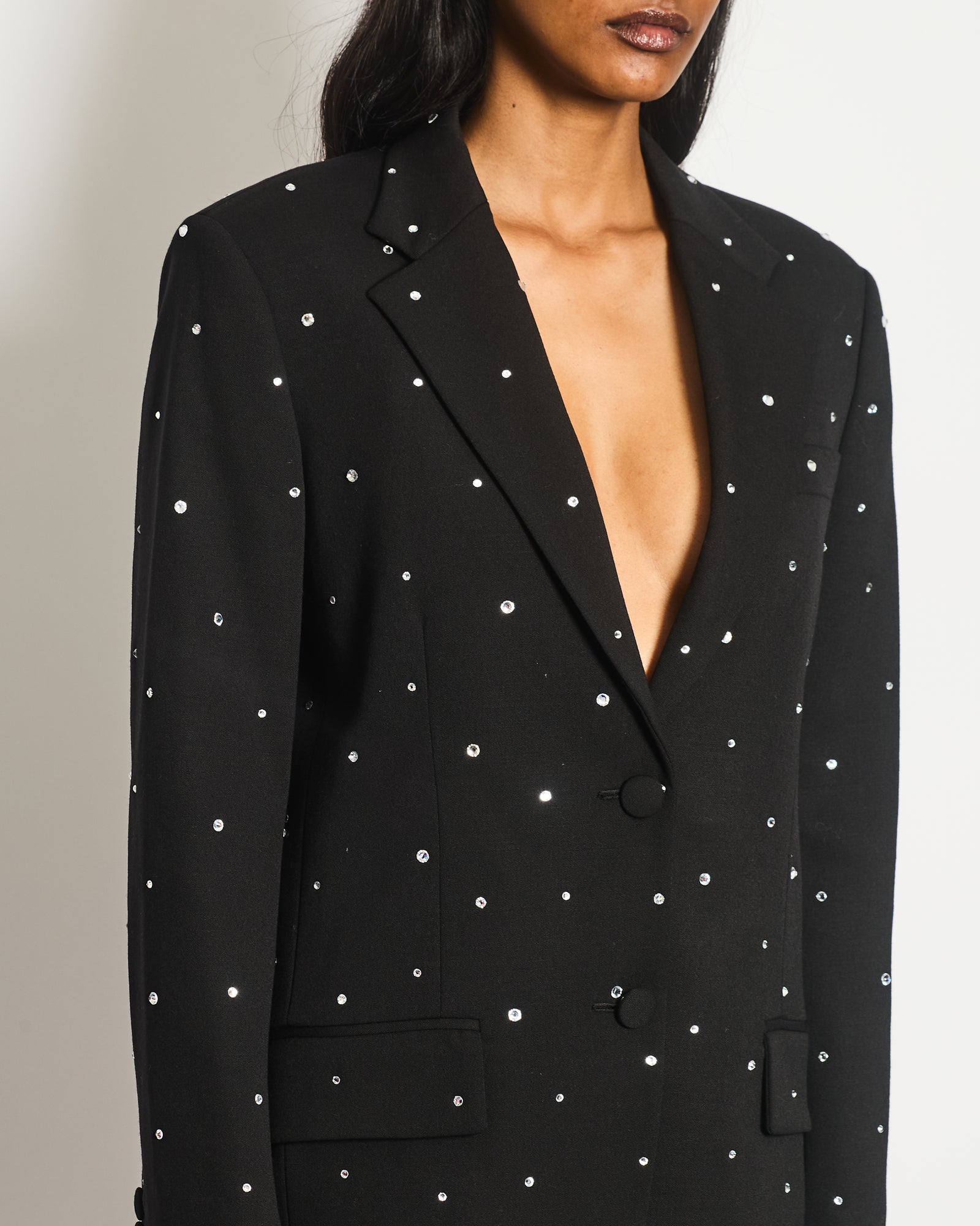 Miu Miu Black Embellished Suit Jacket with Matching Shorts