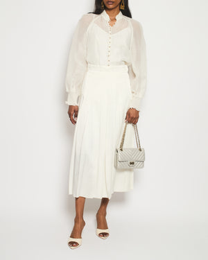 Fendi White Pleated Midi Skirt Size IT 40 (UK 8)