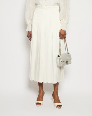 Fendi White Pleated Midi Skirt Size IT 40 (UK 8)