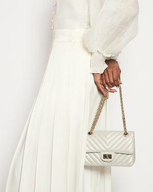 Fendi White Pleated Midi Skirt Size IT 40 (UK 8)
