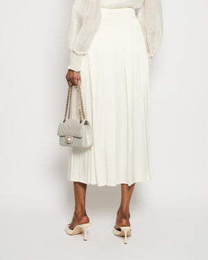 Fendi White Pleated Midi Skirt Size IT 40 (UK 8)