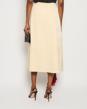 Gucci Cream Midi Skirt with Zip Detail and Red Underlay Detail Size IT 38 (UK 6)