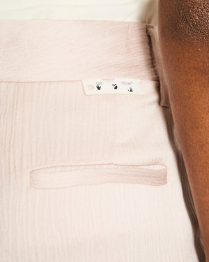 Off-White Light Pink Ribbed Satin Formal Straight Leg Trousers IT 38 (UK 6)