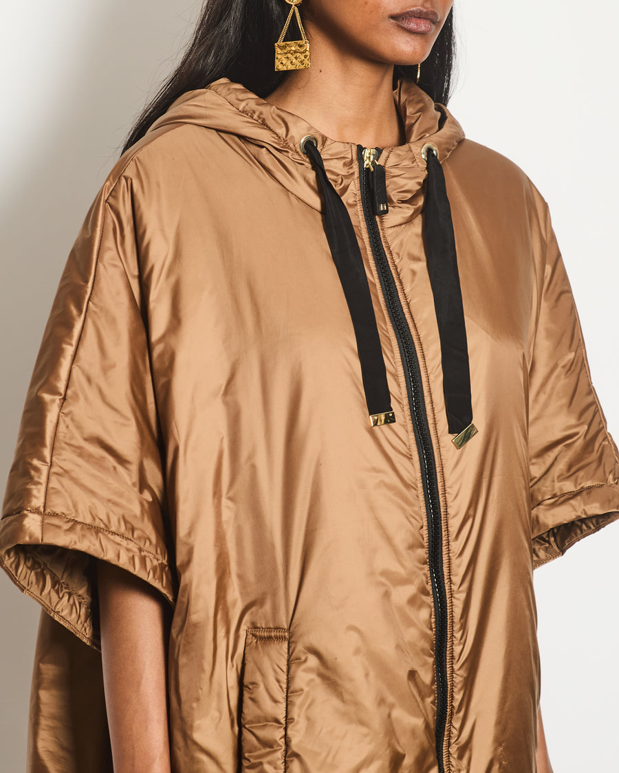 Max Mara Camel Nylon Rain Sleeveless Jacket Size M (UK 10)
