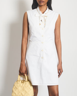 Louis Vuitton White Mini Sleeveless Dress with Zip Logo Detail Size FR 38 (UK 10)