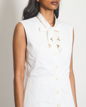 Louis Vuitton White Mini Sleeveless Dress with Zip Logo Detail Size FR 38 (UK 10)