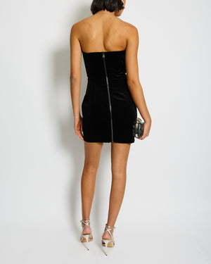 Balmain Black Velvet Mini Dress with Silver Sequin Embellishments Details Size FR 36 (UK 8) RRP £4,850