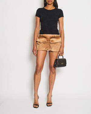 Miu Miu Brown Micro Skirt with Pockets and Logo Details Size IT 40 (UK 8) RRP £890