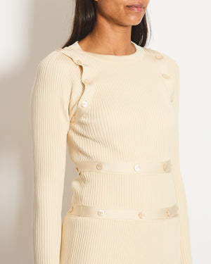 Hermès Cream Robe Modulable Dress with Button Details Size FR 38 (UK 10) RRP £4,000