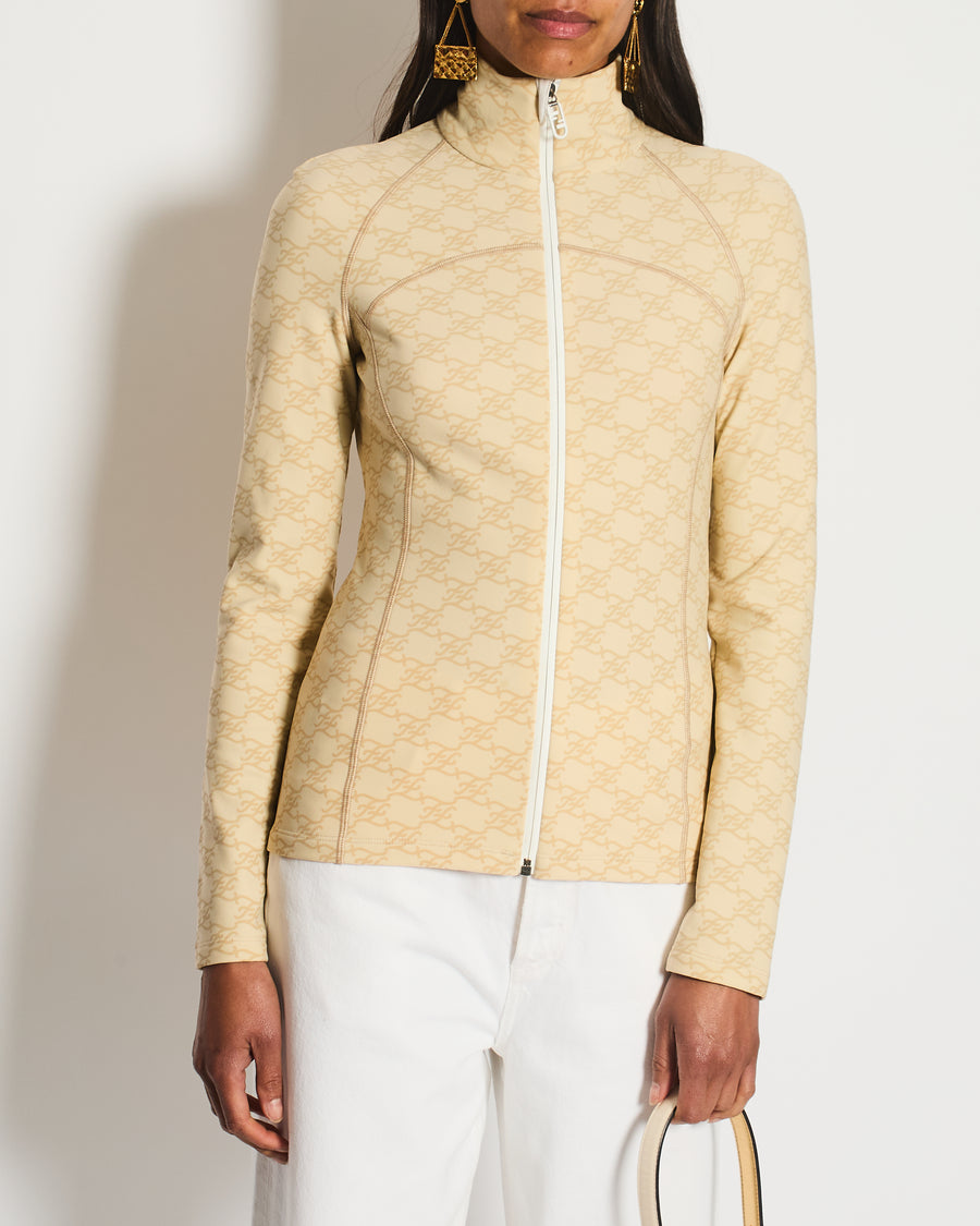 Fendi Beige Gilet with FF Monogram Prints Size FR 36 (UK 8)