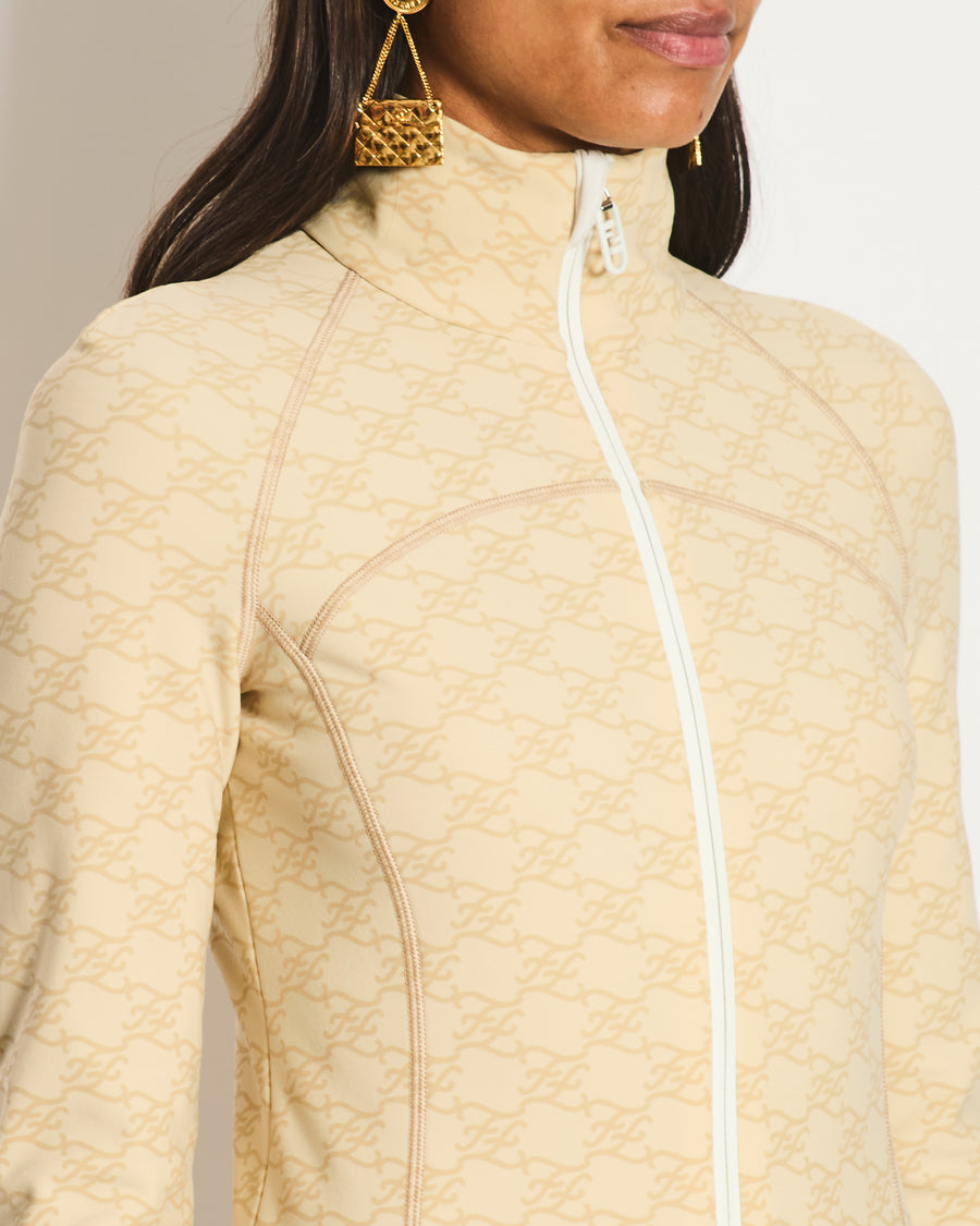 Fendi Beige Gilet with FF Monogram Prints Size FR 36 (UK 8)