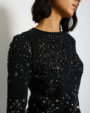 Chanel Black Mirror Embellished Jumper with CC Logo and Sequin Details Size FR 34 (UK 6)