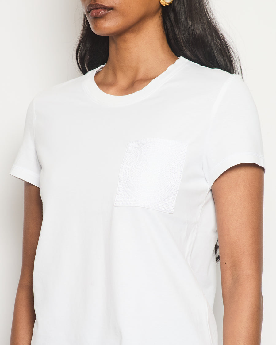 Hermes White Short Sleeve T-Shirt with Embroidered Pocket Detail Size FR 36 (UK 8) RRP - £530