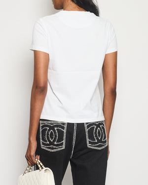 Hermes White Short Sleeve T-Shirt with Embroidered Pocket Detail Size FR 36 (UK 8) RRP - £530