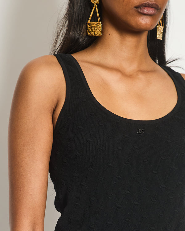 Chanel Black Quilted Vest Top With CC Logo Size FR 36 (UK 8)