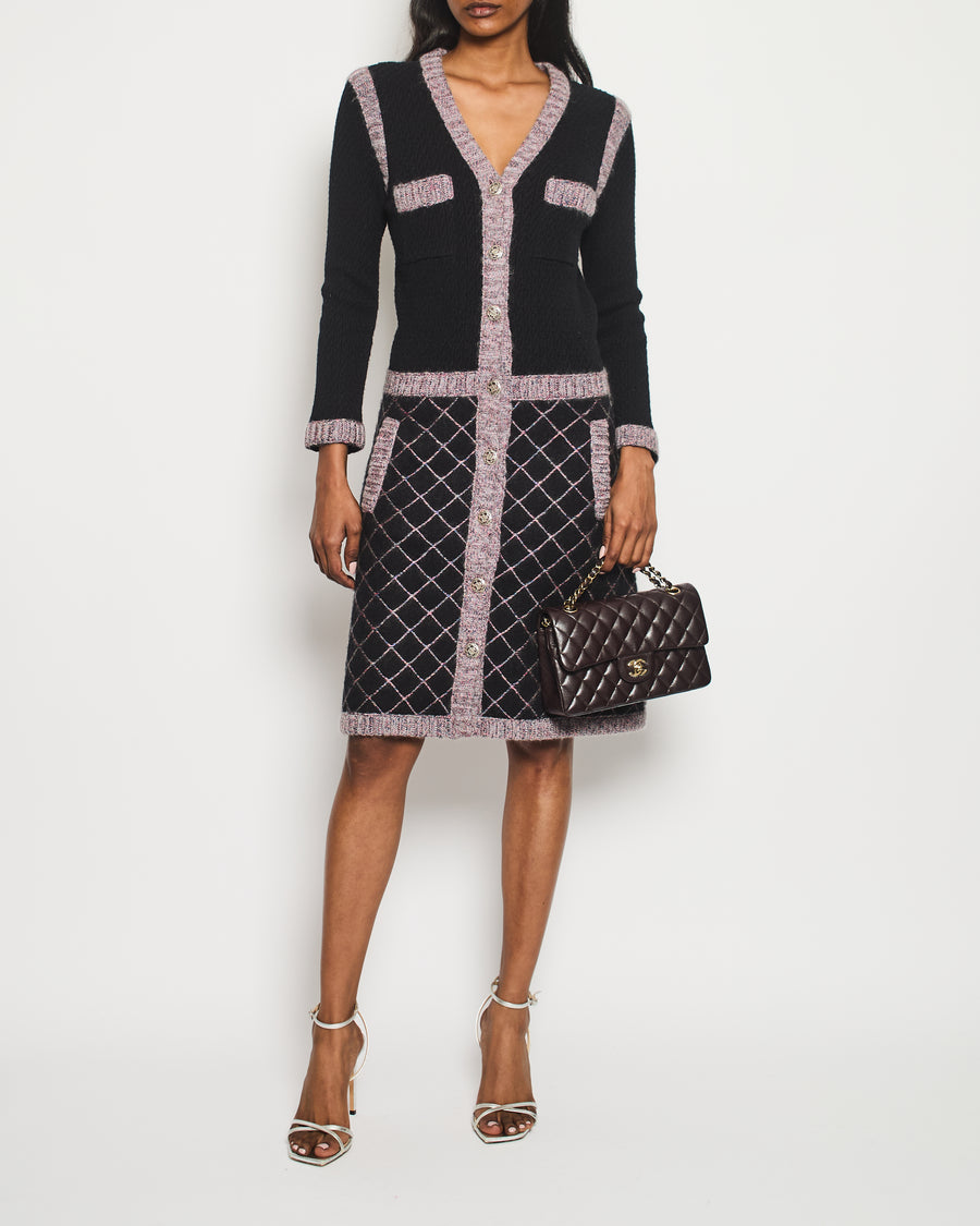 Chanel 15K Black, Pink Long-Sleeve Dress with Pocket Detail Size FR 34 (UK 6) RRP £3400