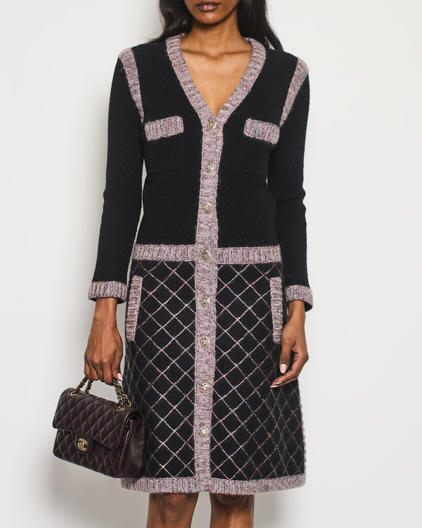 Chanel 15K Black, Pink Long-Sleeve Dress with Pocket Detail Size FR 34 (UK 6) RRP £3400