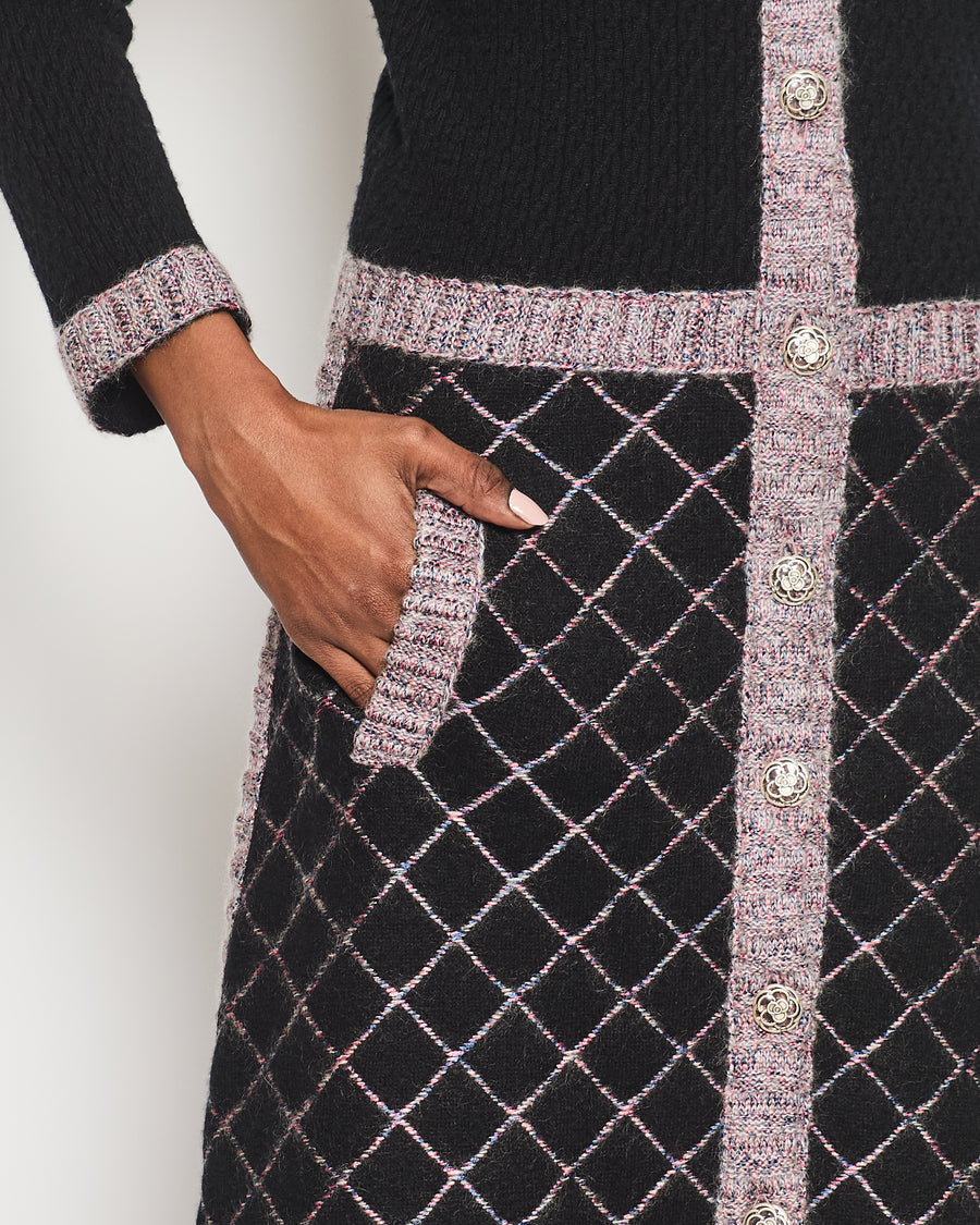 Chanel 15K Black, Pink Long-Sleeve Dress with Pocket Detail Size FR 34 (UK 6) RRP £3400
