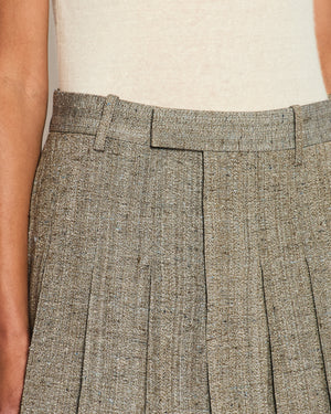 Bottega Veneta Grey Pleated Mini Skirt With Blue Speckled Detail IT 38 (UK 6)