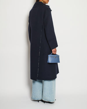 Christian Dior Navy Oblique Double Breasted Coat with Pocket Detail Size FR 40 (UK 12)