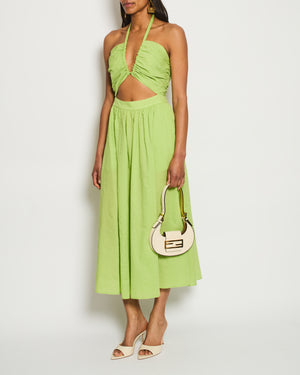 Marysia Green Sleeveless Midi Dress with Cutout Cotton Size (UK 8) RRP £375