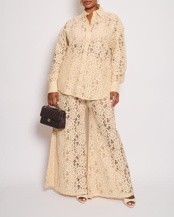 Zimmermann Beige Lace Natura Shirt and Trousers Set Size 2 (UK 10/12) RRP £1,200