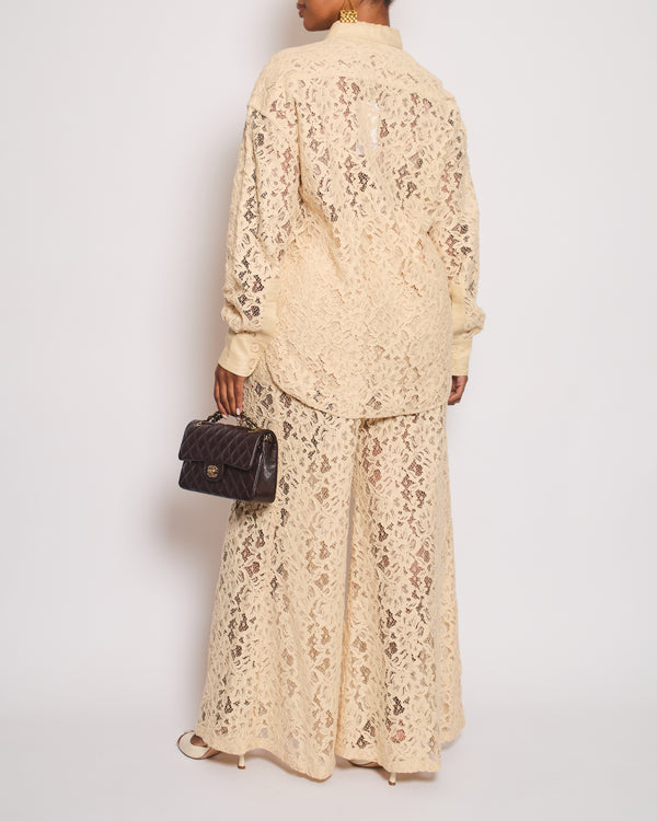 Zimmermann Beige Lace Natura Shirt and Trousers Set Size 2 (UK 10/12) RRP £1,200