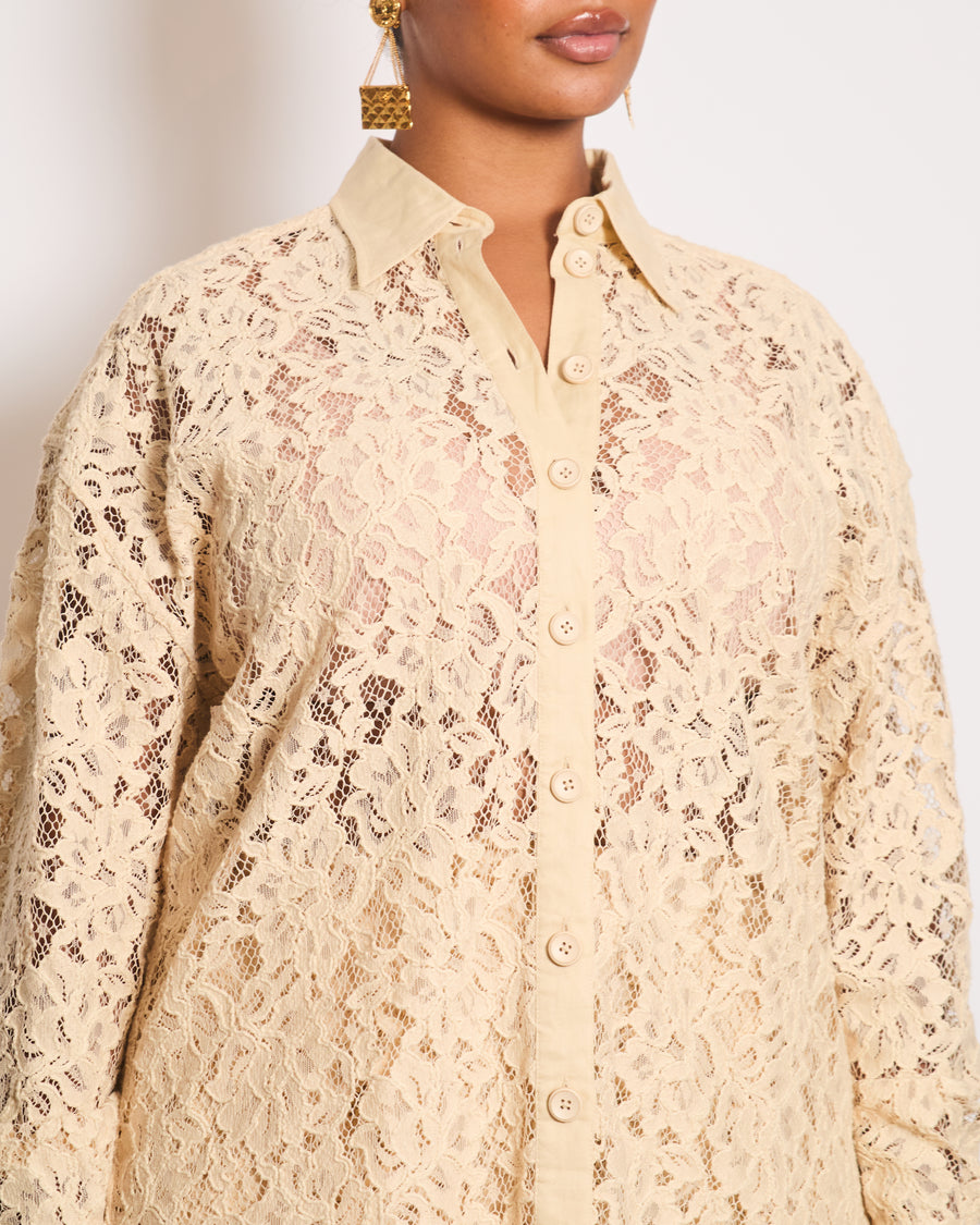 Zimmermann Beige Lace Natura Shirt and Trousers Set Size 2 (UK 10/12) RRP £1,200